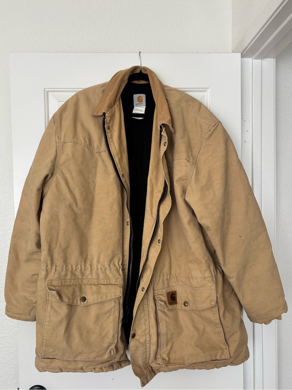 Carhartt Men’s Vintage 90s Quilt-Lined Canvas Ranch Chore Coat Jacket in Wheat